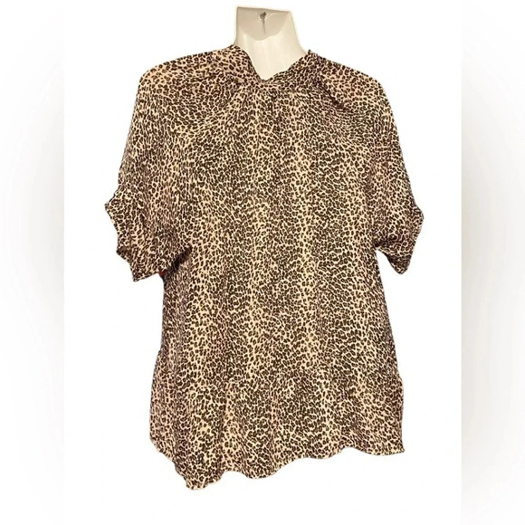 Joie Silk Animal Print Shirt Sleeve Blouse - Picture 7 of 11